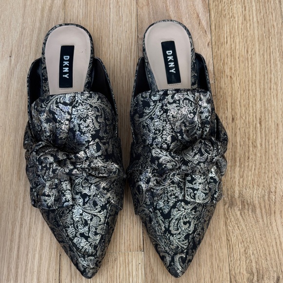 DKNY Black and Silver Patterned Mules - Picture 2 of 3